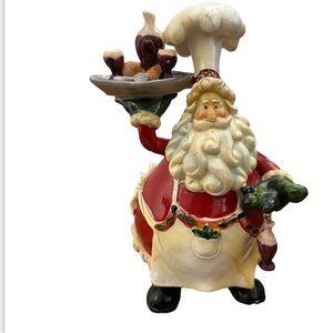 Vintage Santa Claus 8 inch pot belly dress as waitress serving wine wine in hand